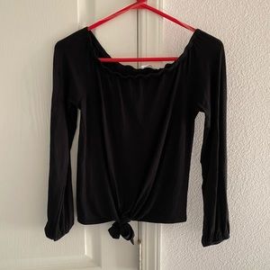 Off the Shoulder Black Top with Cute Knot Detail